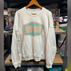 Sam Hunt Tan Checkered Sleeve Crewneck